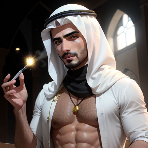 a man in a white robe holding a cigarette and a lighter in his hand and a cigarette in his other hand, serial art, a character portrait, Ahmed Karahisari, realistic character concept