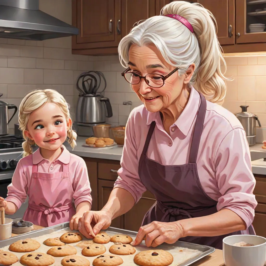 a woman and a little girl are making cookies together in the kitchen together, with a tray of cookies in front of them, american scene painting, a storybook illustration, Bob Byerley, highly detailed digital painting
