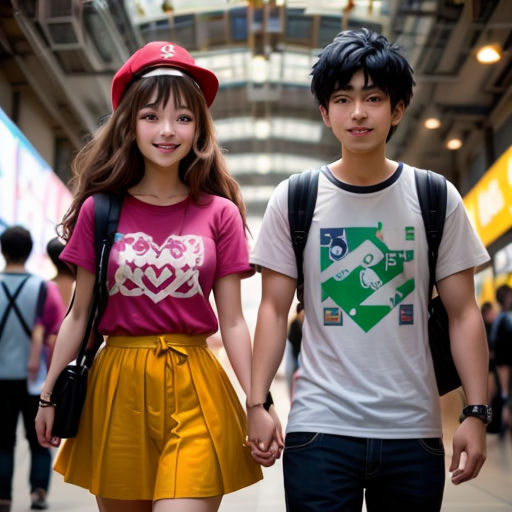 a couple of people that are walking down a street together with a backpack on their back and a backpack on their shoulder