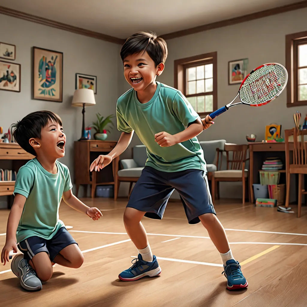 Their parents were amazed at their progress and the positivity they maintained. Their living room had become more than just a court; it was a source of happiness for the whole family.