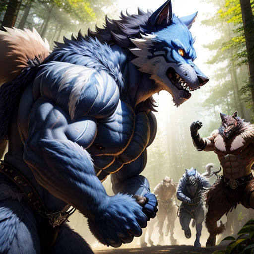 a group of monsters in a forest with trees and fogs behind them, with one of them running towards the camera