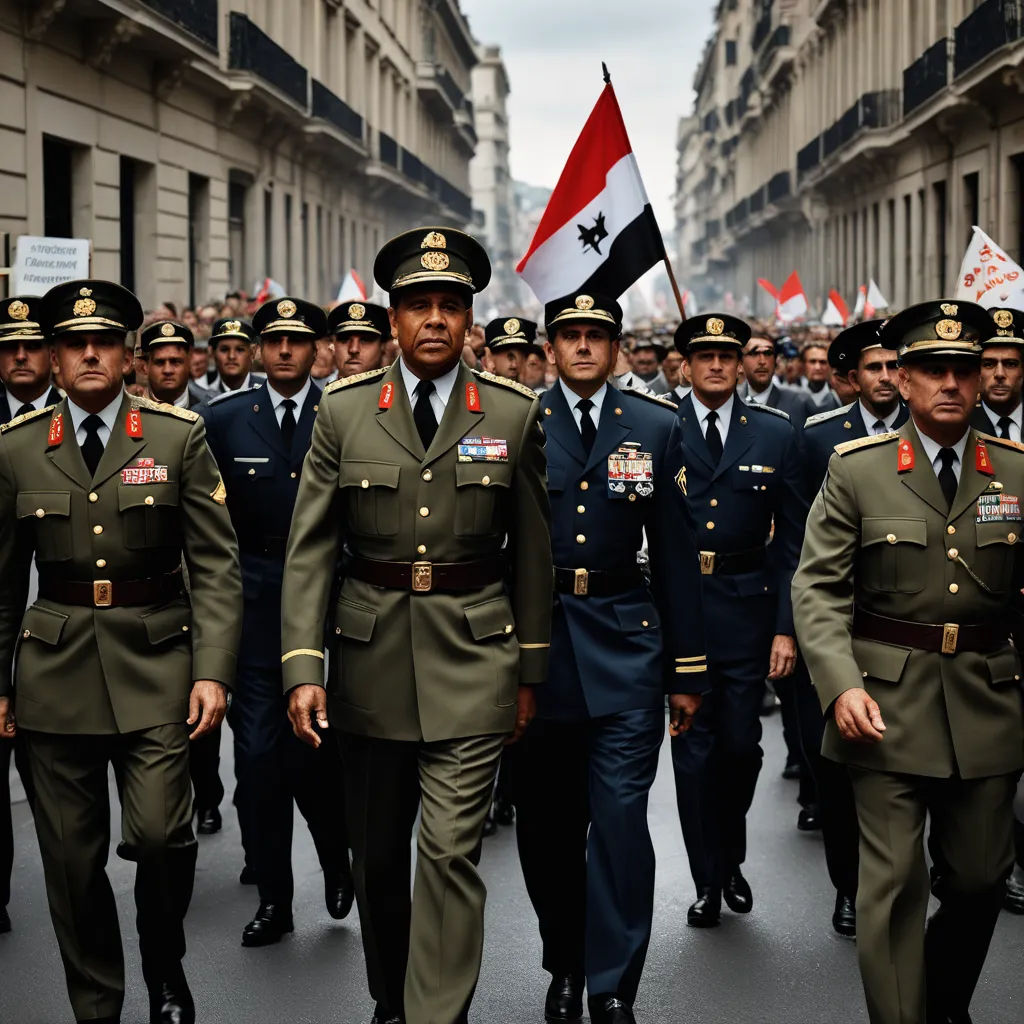 a group of men in military uniforms walking down a street with flags in the background of a crowd of people, unilalianism, a photo, Arthur Sarkissian, award-winning photograph