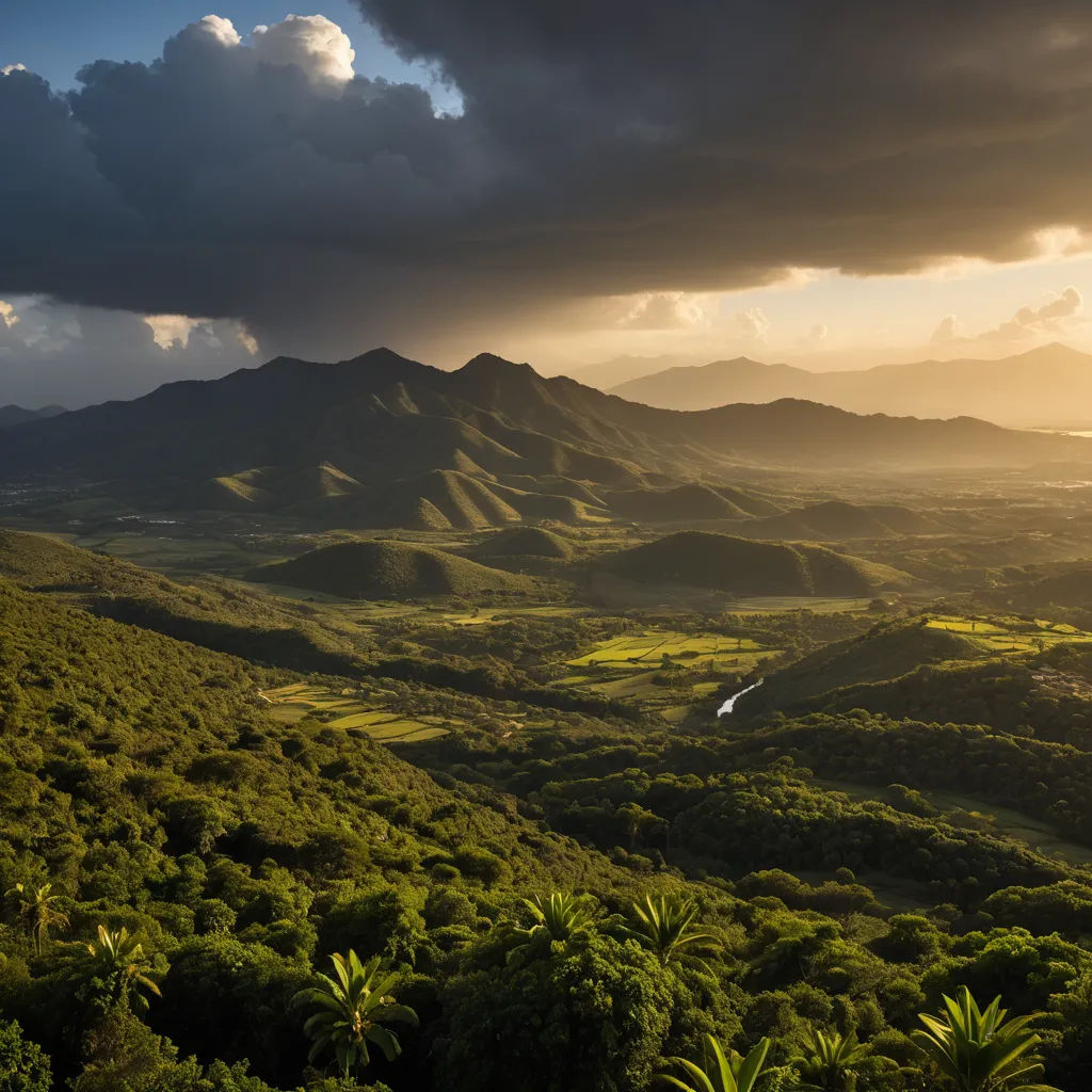 a view of a valley with a mountain in the background and a river running through it, with a dark cloud in the sky, naturalism, a matte painting, Ada Hill Walker, beautiful landscape