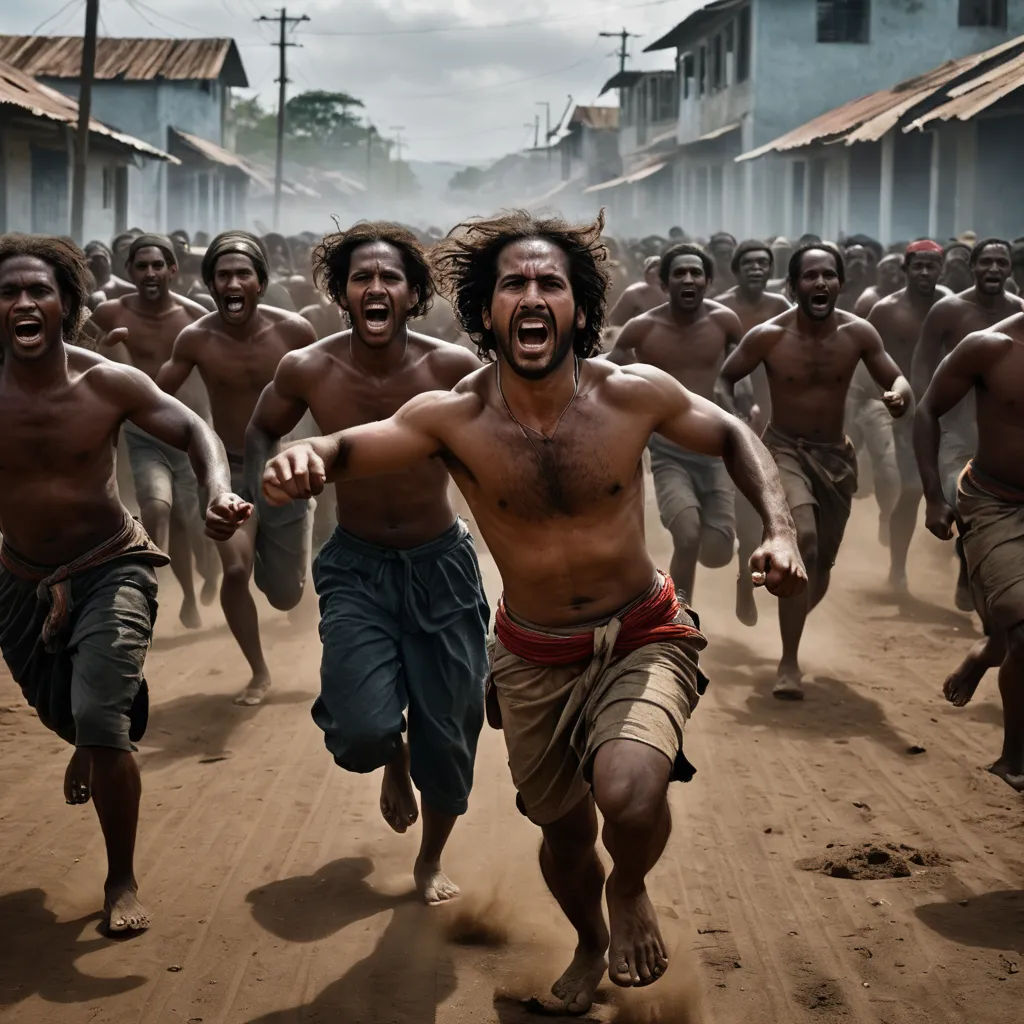 a group of men running down a dirt road in front of a crowd of people in shorts and shorts, sumatraism, a photo, Altoon Sultan, cinematic photography