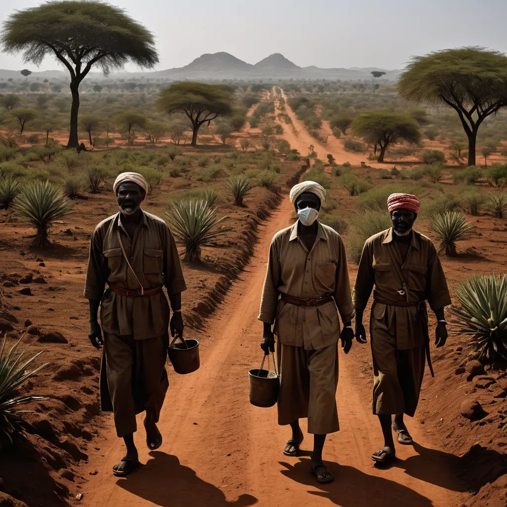 two men in turbans walking down a dirt road with a bucket and a bucket in each hand, environmental art, a photo, Florianne Becker, award-winning photograph