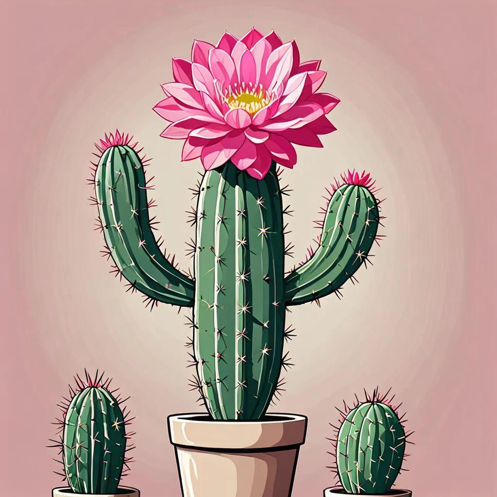 The Cactus and the Pink Flower