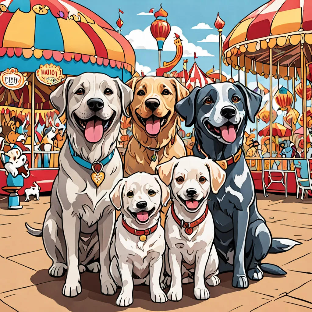 Three Dogs at the Fair