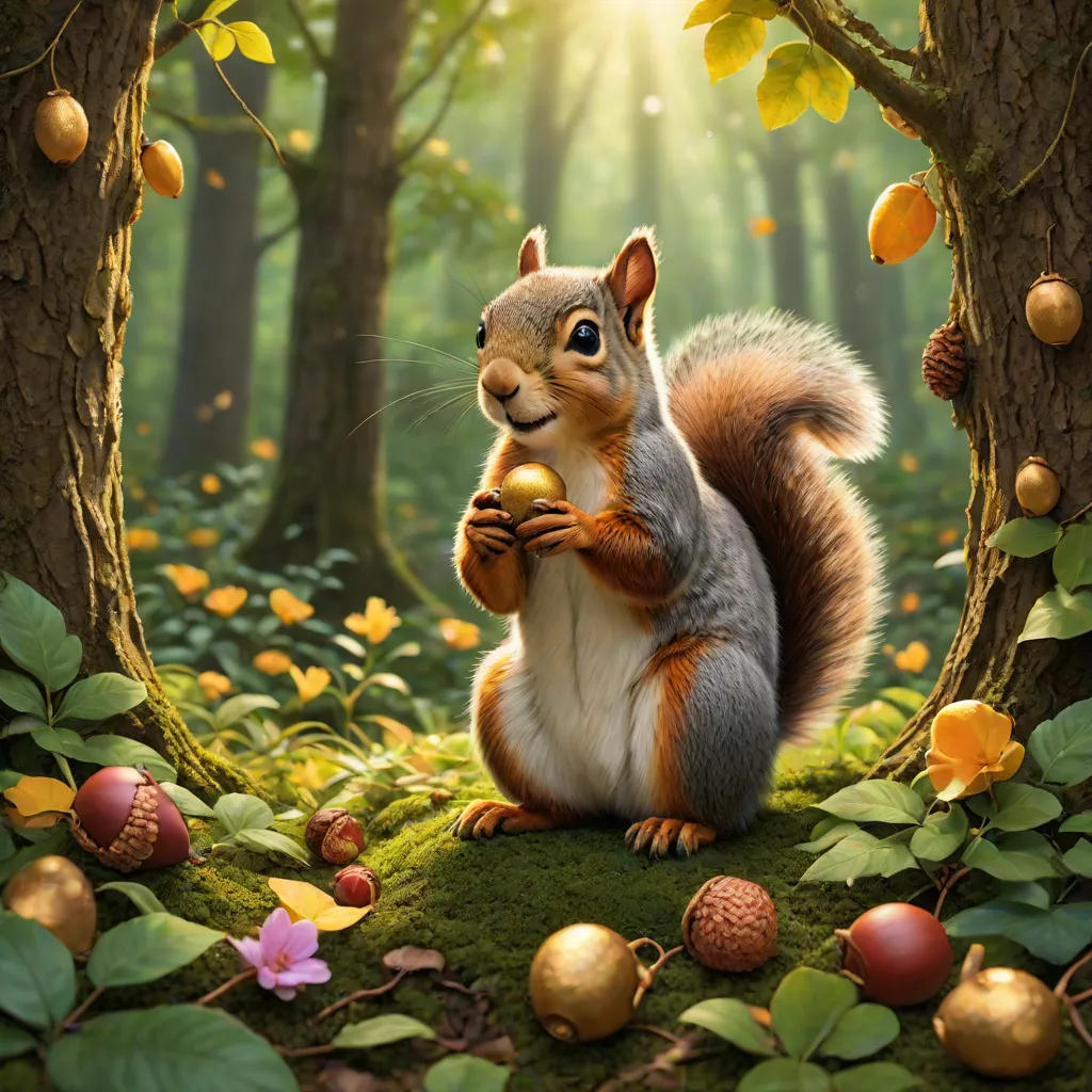 The Wise Little Squirrel and the Golden Acorns