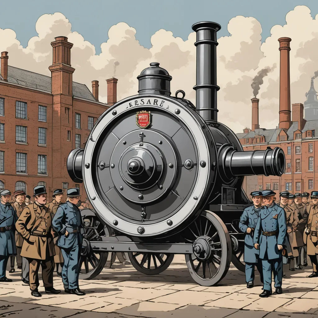 a painting of a train engine with men standing around it in front of a crowd of people in uniforms, socialist realism, a detailed matte painting, Chris Ware, matte drawing