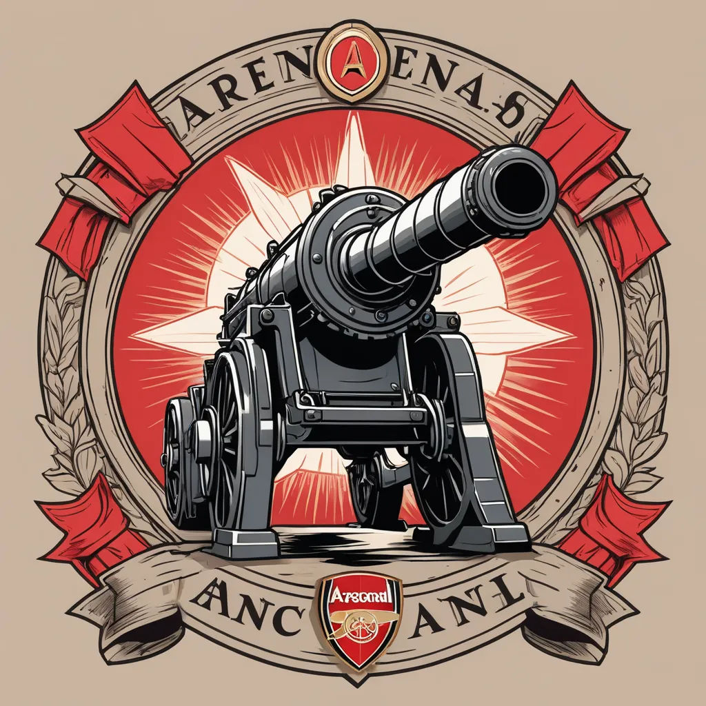 a large cannon with a shield around it and a banner around it that says, arenanas anc and, fantastic realism, an album cover, Arent Arentsz, logo