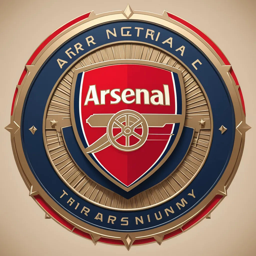 a golden and blue emblem with the name of the team asensal on it's side and a red and blue shield with a gold border, art nouveau, vector art, Arent Arentsz, official media