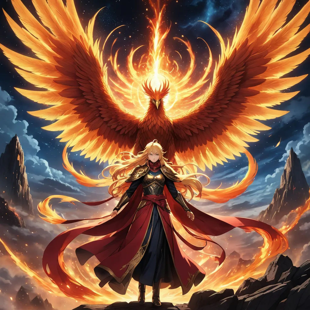 a woman with a large bird on her shoulder and a red cape on her shoulders, standing in front of a blue sky, fantasy art, a detailed painting, Artgerm, official art