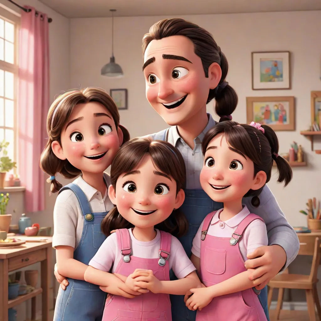 a family of three standing in a kitchen together with a smiling man in the middle of the picture and a woman in the middle of the picture, sots art, a poster, disney, official art
