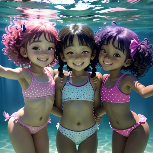 three girls in bikinis under water in a pool photo by michael kohle / shutterstocker com