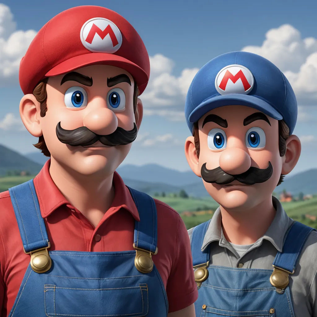 two men with fake mustaches and hats on their heads, one with a mustache and the other with a mustache, sots art, a 3D render, Chris LaBrooy, ultra realistic faces