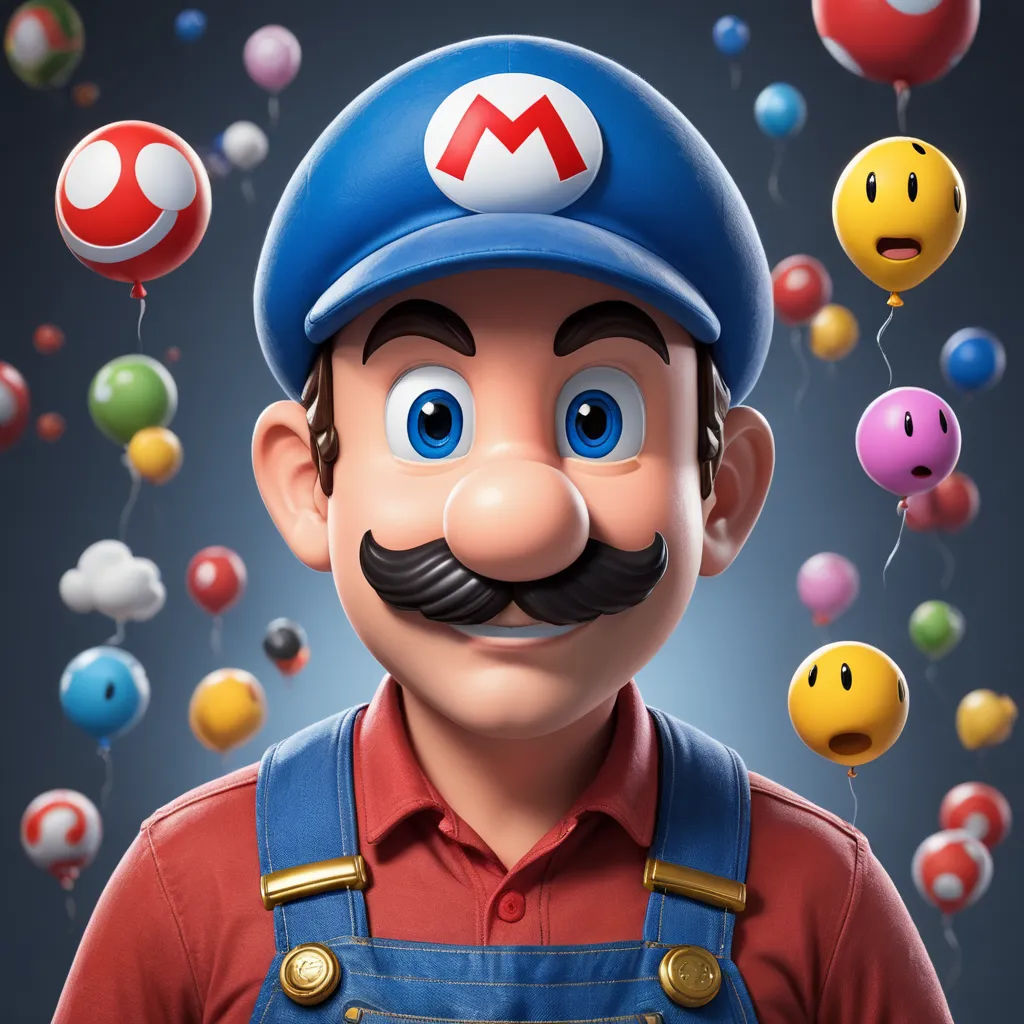 a man with a mustache and mustache mustache in front of balloons and balloons in the air with a smiley face, sots art, an ambient occlusion render, Chris LaBrooy, ultra realistic digital art