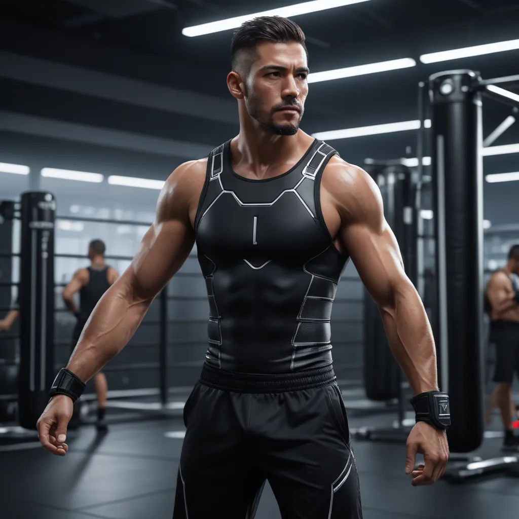 a man in a gym with a lot of muscles and a black shirt on, standing in front of a punching bag, new objectivity, a stock photo, Daren Bader, unreal engine 5 quality render