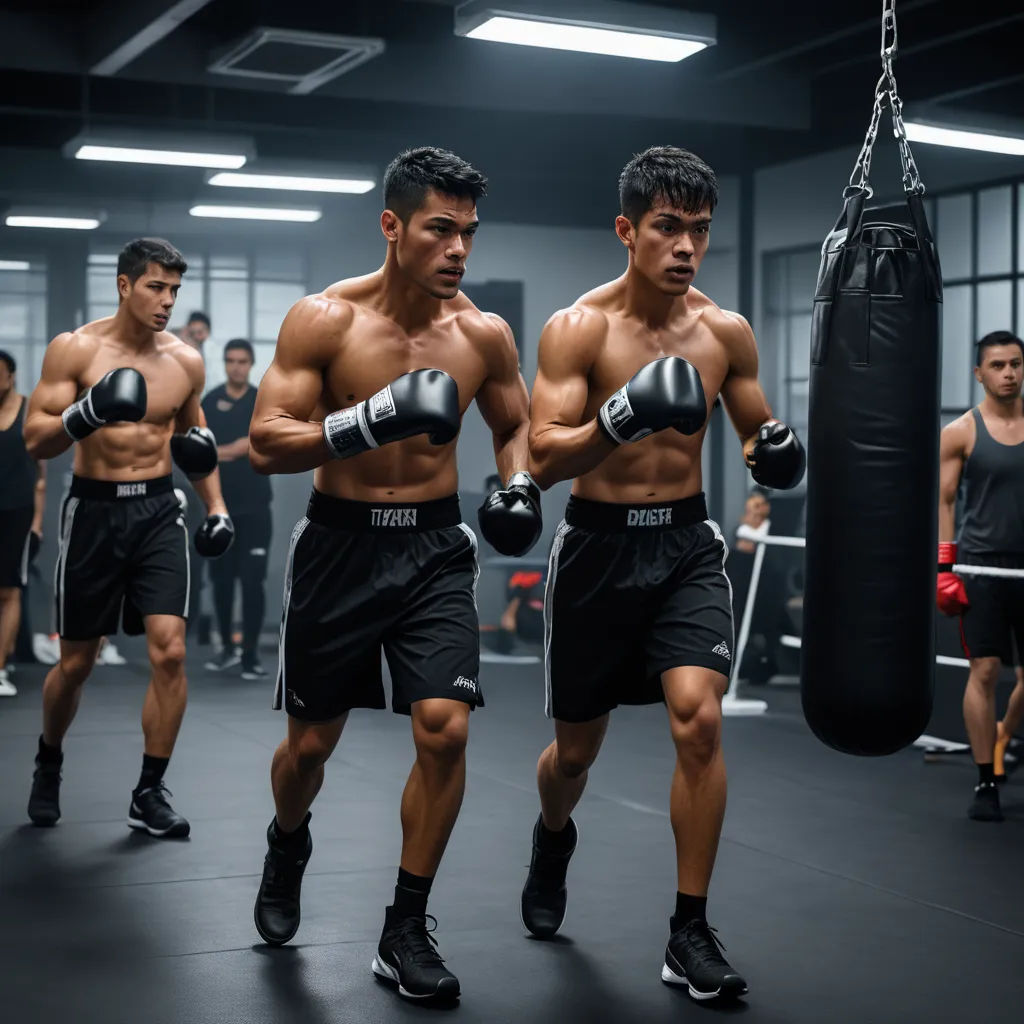 a group of men in a gym with boxing gloves on their hands and one man with a punching bag, incoherents, a stock photo, Cao Buxing, canon eos r 3