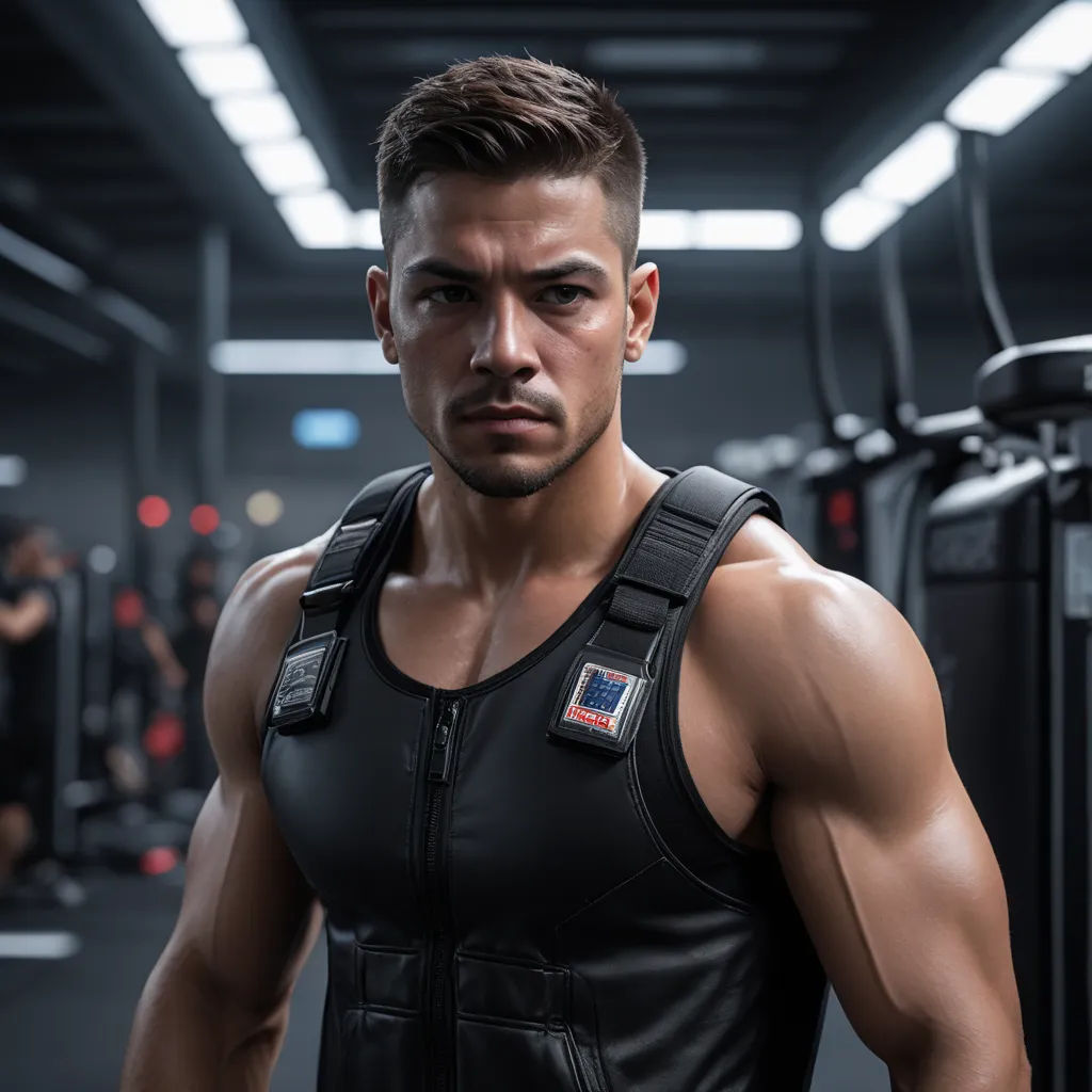 a man in a gym with a black vest and a black shirt on, and a man in a black shirt with a black vest on, cobra, a character portrait, Du Jin, arnold render