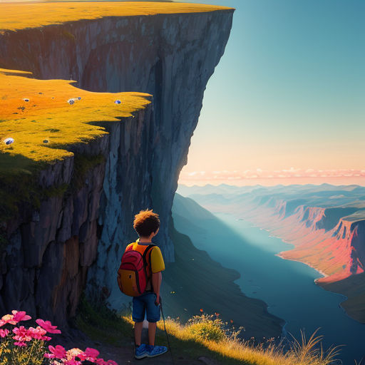 Wallpaper Fantasy World, Cliff, Scenic, Anime Boy, Landscape, Snow, Winter  - Resolution:5200x3200 - Wallpx