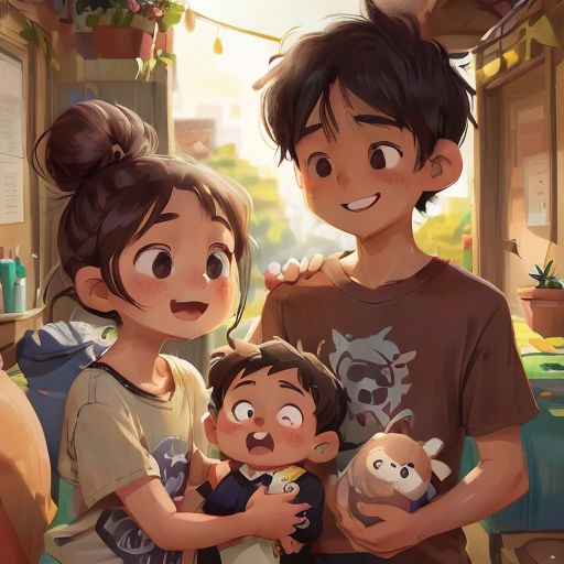 a couple of people that are holding a child in their arms and a dog in their lap and a cat in their lap