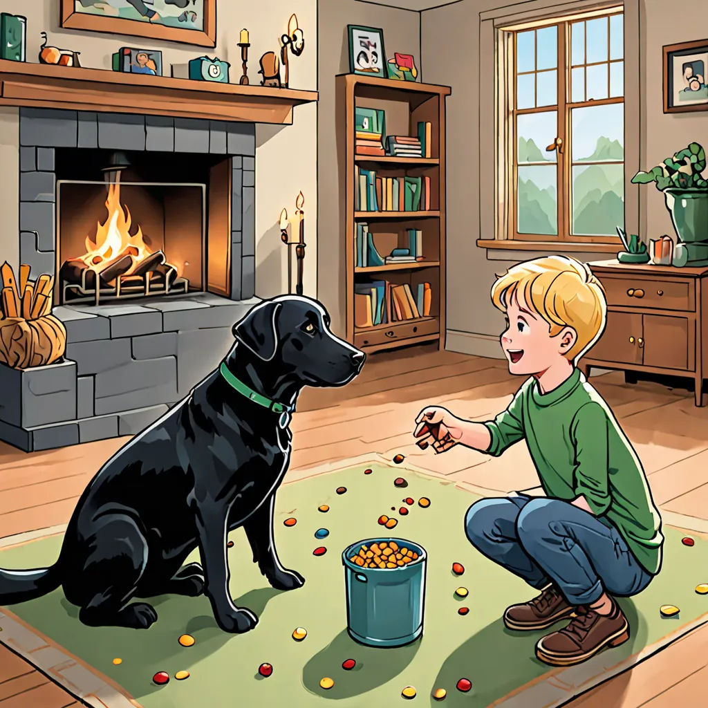 Alex taught Finn commands like 'sit', 'stay', and 'come'. Every time Finn followed the command, he got a treat. This was a game that Finn liked very much.
