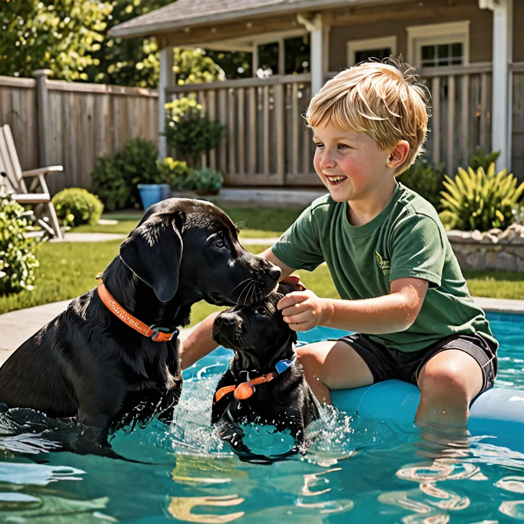 One hot afternoon, Alex decided to teach Finn to swim. Finn was a little scared at first, but with Alex and and the very good swimmer, Max by his side, he began to paddle his little paws in the water.