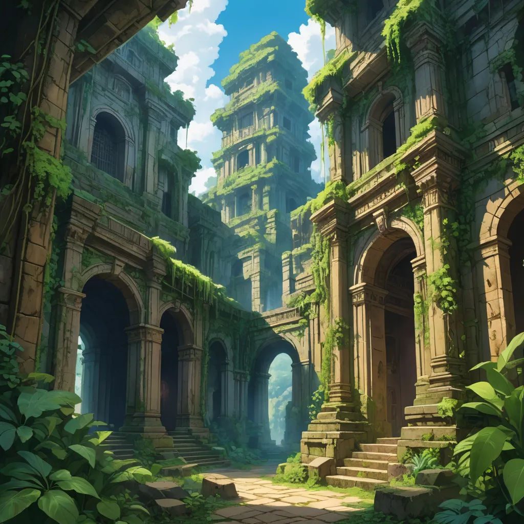 a painting of a building with a lot of plants growing on it's sides and a walkway leading to it, fantasy art, a detailed matte painting, Andreas Rocha, rossdraws global illumination