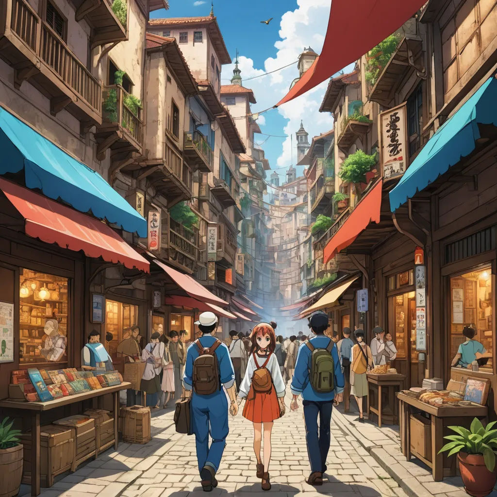 a couple of people walking down a street next to a building with a sky background and a sky filled with clouds, magic realism, a detailed matte painting, Daphne McClure, official art