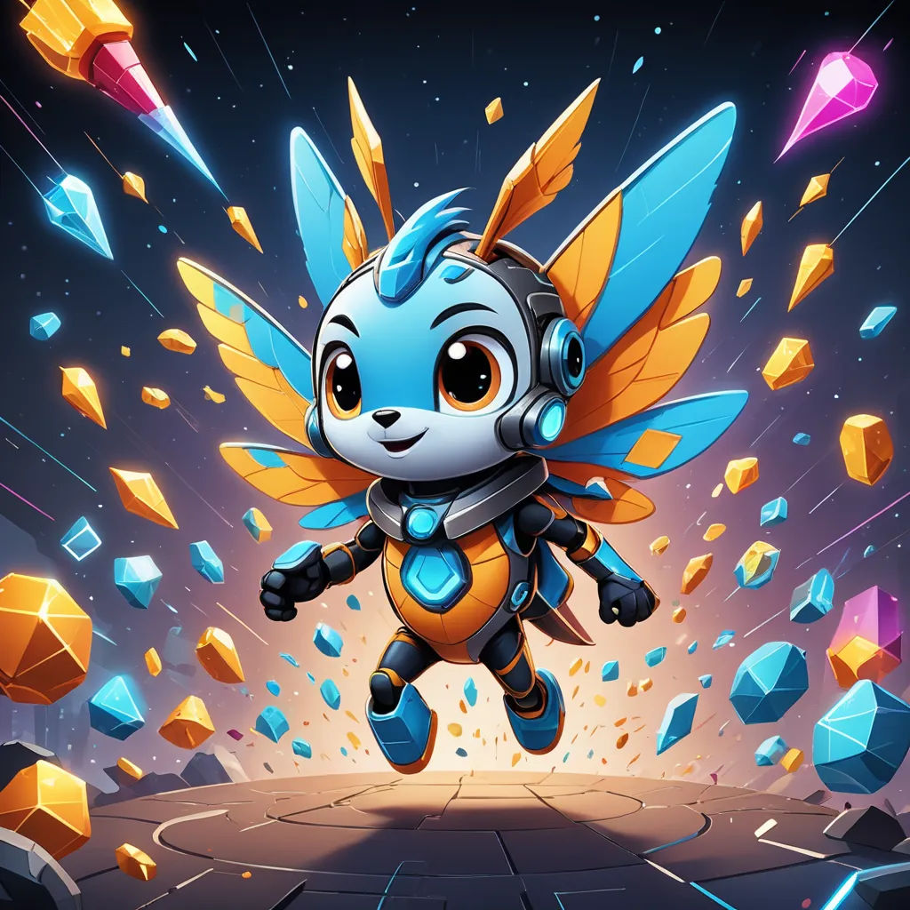 a cartoon character flying through the air with a pair of headphones on his ears and a blue and yellow outfit, sots art, concept art, Epsylon Point, rossdraws global illumination