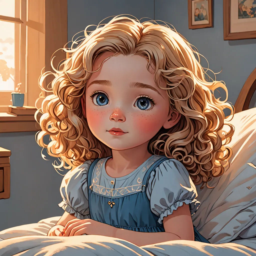 a painting of a little girl sitting on a bed with a teddy bear in her lap and a teddy bear in her lap, fantasy art, a storybook illustration, Charlie Bowater, rossdraws global illumination