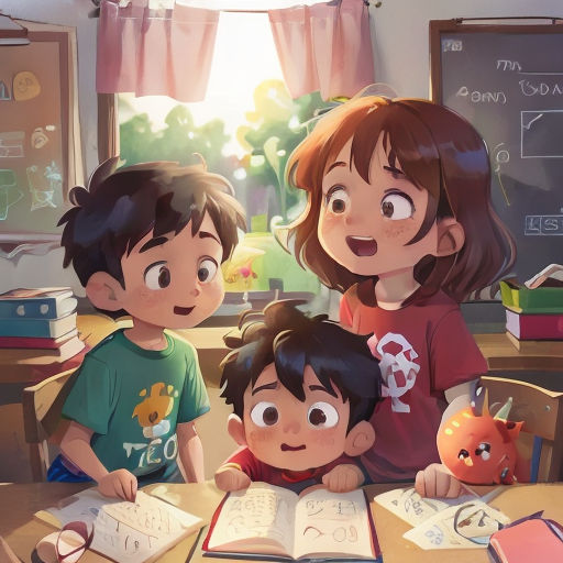 a group of children sitting at a table with books and pumpkins in front of them, with a teacher in the background