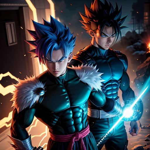 Black ssj2 vs Vegeta ssj2 y blue manga a color