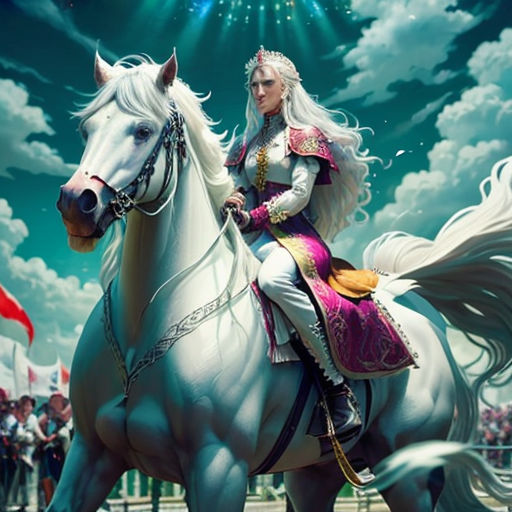 a woman riding on the back of a white horse in a circus ring with a crowd of people watching