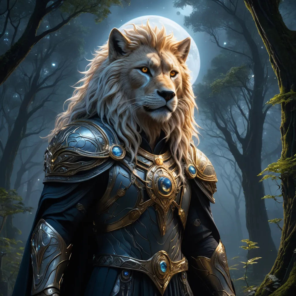 a man in a costume standing in a forest with a wolf on his shoulder and a full moon in the background, furry art, a character portrait, Clint Cearley, epic fantasy character art