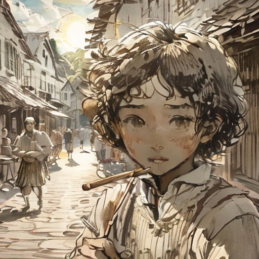 a painting of a woman smoking a cigarette in a street with people walking by on the sidewalk and buildings