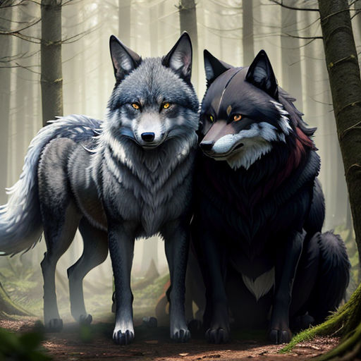 black anime wolves in love