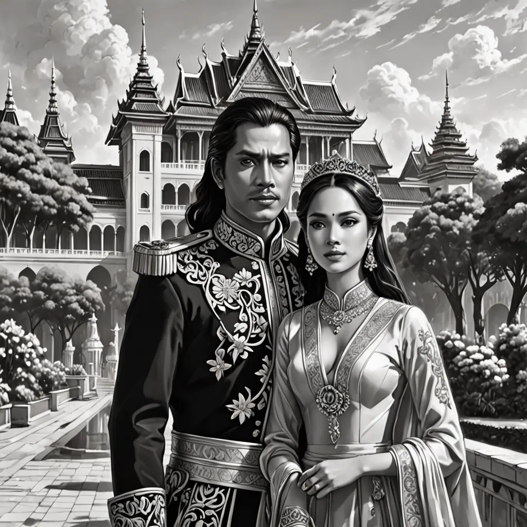 a man and woman in medieval clothing standing next to each other in front of a castle with a clock tower, Chris Rallis, fantasy art, a storybook illustration, official art