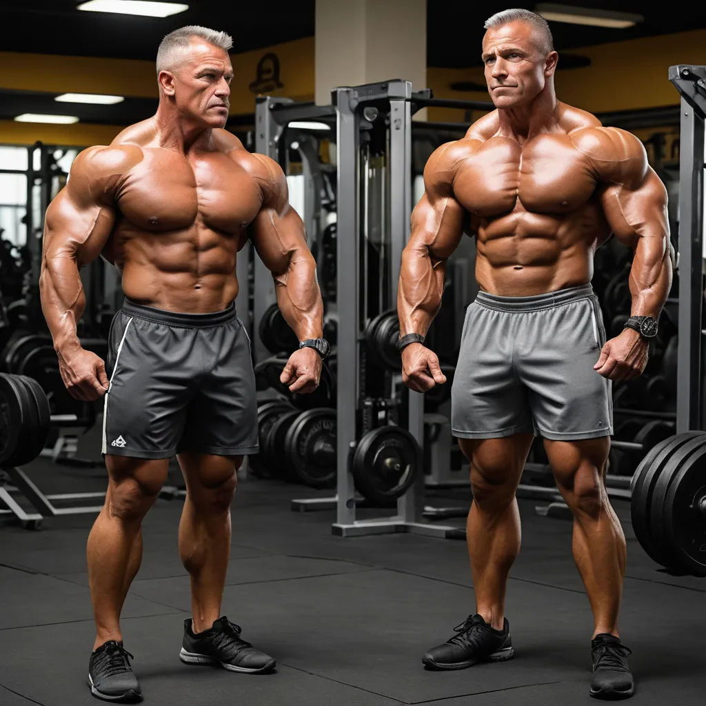 two men in shorts and no shirts standing in a gym with a barbell in front of them and a weight machine behind them, precisionism, a bronze sculpture, Anthony Palumbo, symmetry accurate features