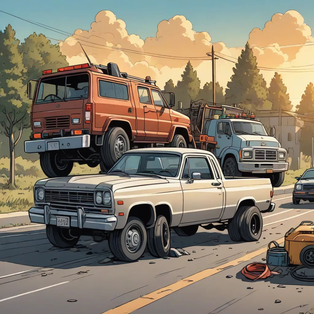 a group of cars and trucks on a city street with a sky background and clouds in the background,, american scene painting, concept art, Dan Mumford, dan mumford. octane render