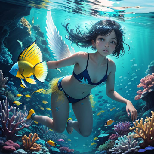 Fantasy Ocean Adventures Anime Girl Swimming With the Fish -  Hong Kong