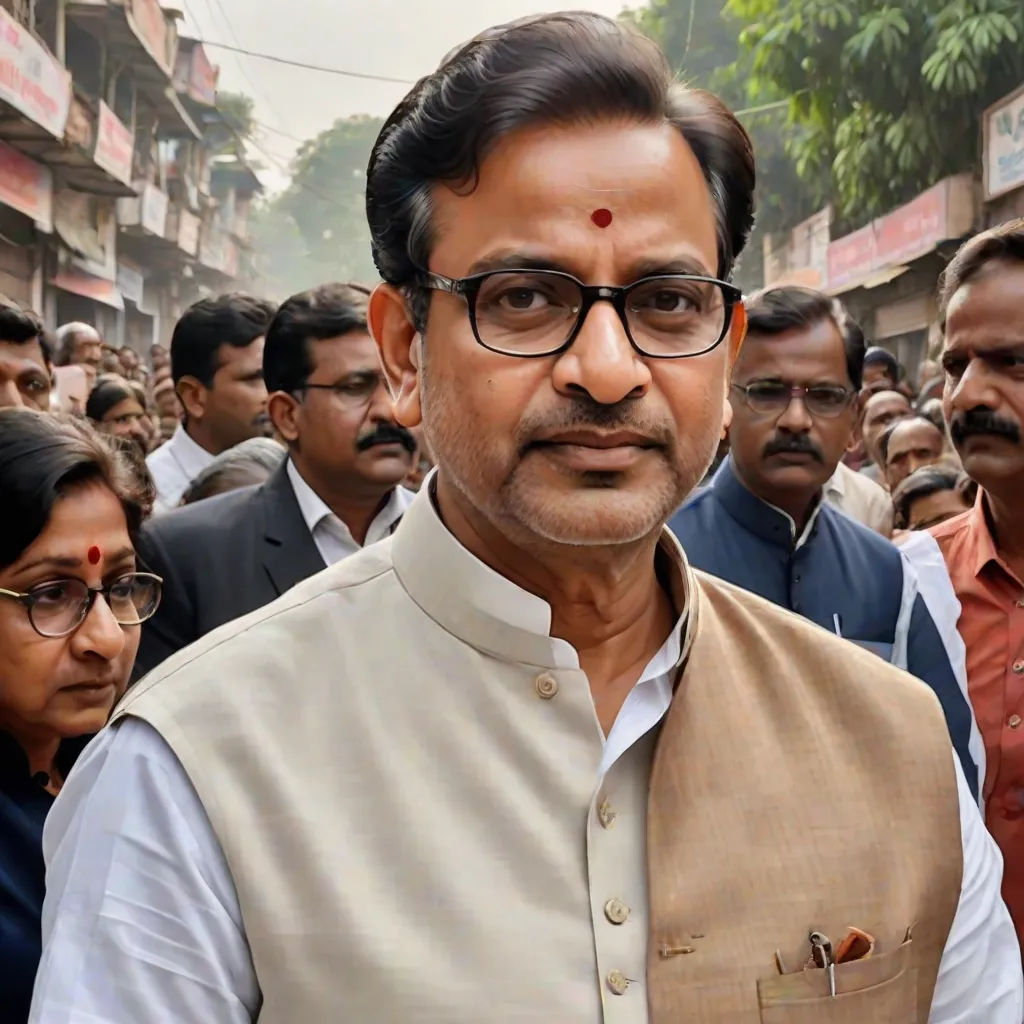 a man in a white shirt and a tan vest and glasses standing in front of a crowd of people, Bholekar Srihari, samikshavad, a character portrait, jayison devadas