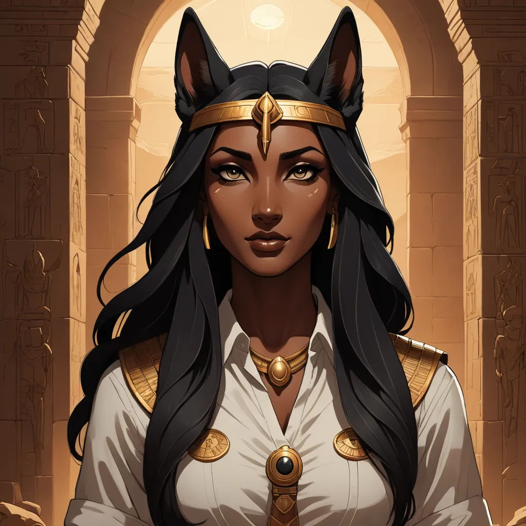 a woman in a costume with a cat's headpiece on her head and a cat's headband on her head, furry art, egyptian art, Charlie Bowater, epic fantasy character art