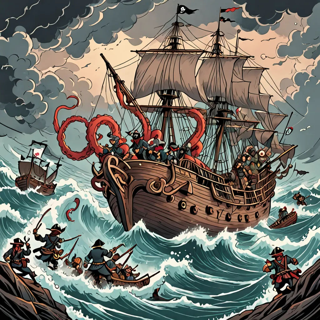 The Pirate Crew and the Giant Octopus