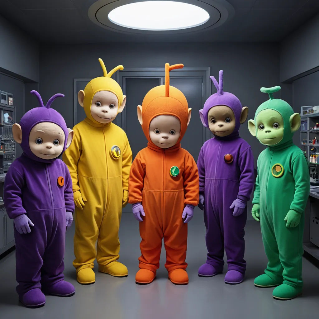 a group of children in costumes standing in a room with a light on the ceiling and a ceiling fan, incoherents, an album cover, Chris LaBrooy, promotional image
