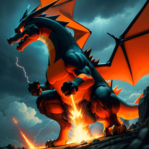 Download Red Charizard - an intimidating Pokemon Fire Type Wallpaper