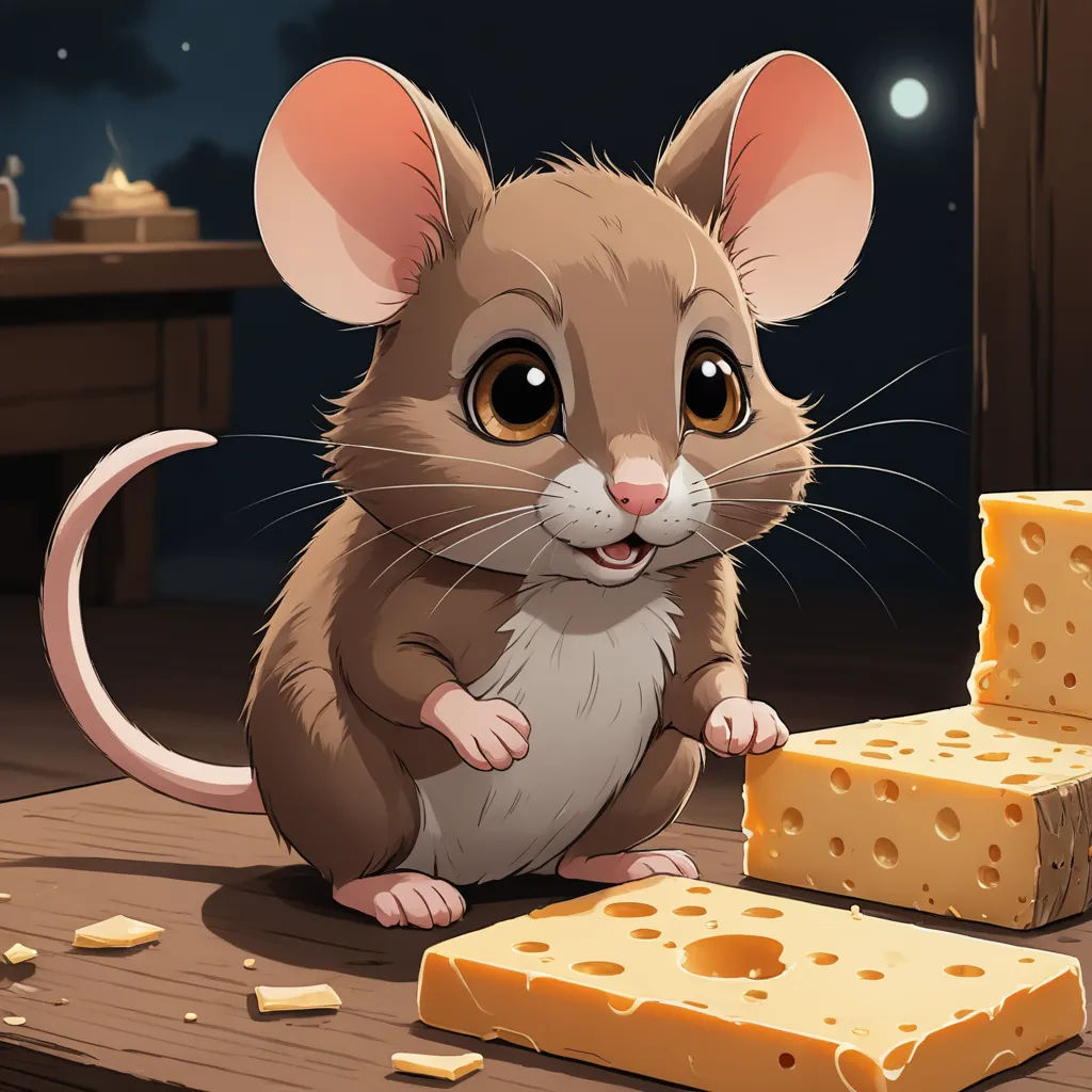a mouse sitting next to a block of cheese and a block of cheese on a table with a mouse, sots art, a character portrait, Daphne McClure, game art