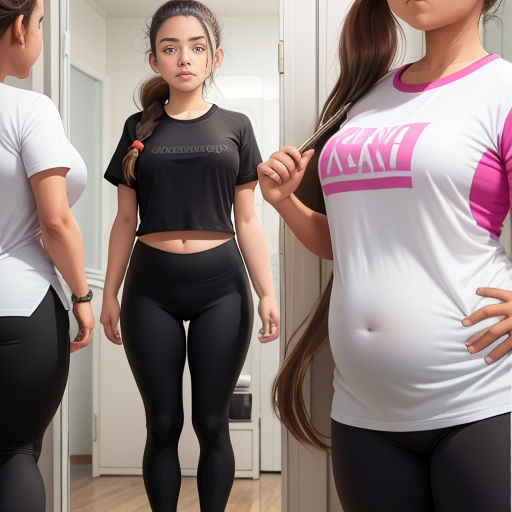 a woman in a black and white shirt and a woman in a pink and white shirt and black leggings