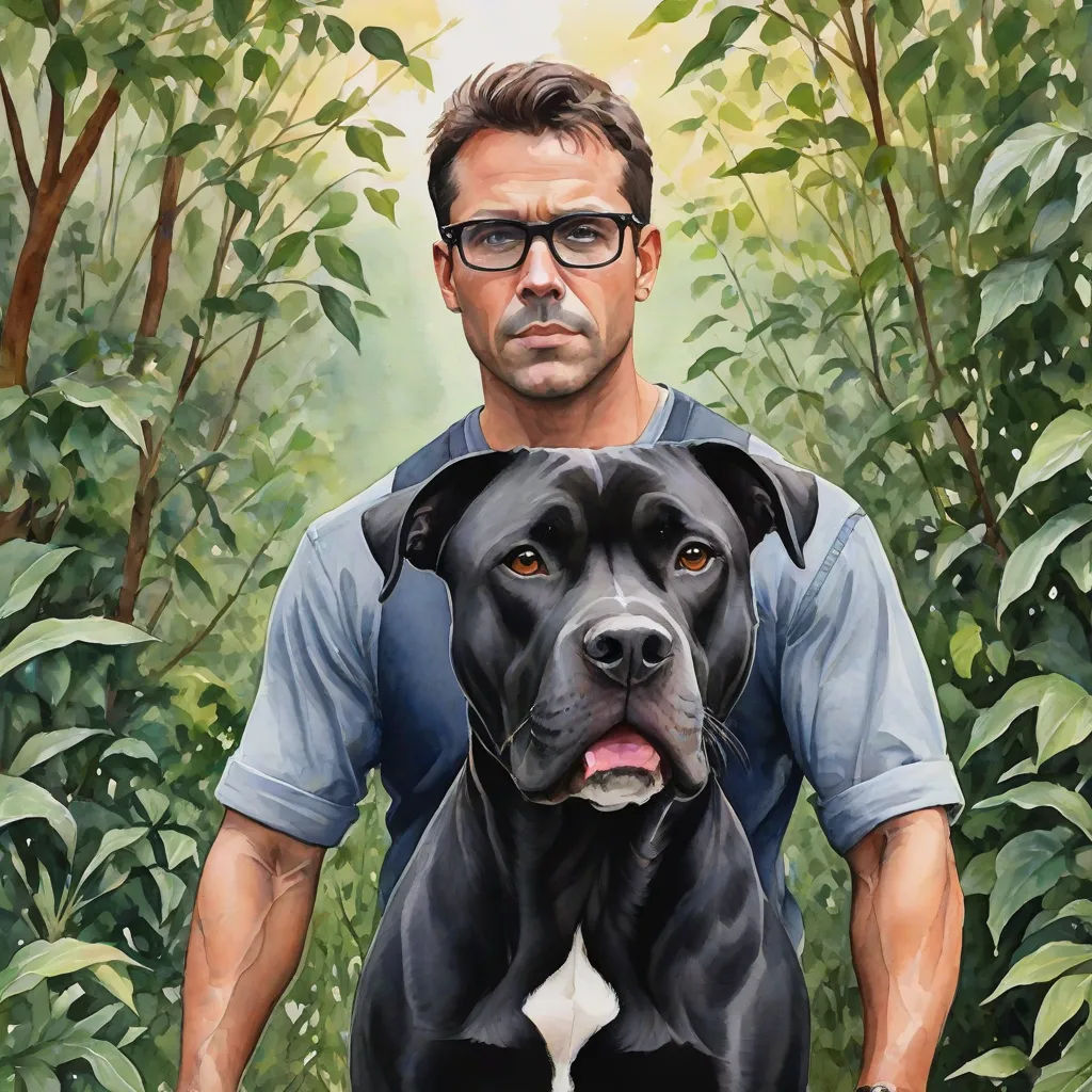 a man with a dog in a painting of a man with a dog in a painting of a man, a hyperrealistic painting, Aaron Jasinski, photorealism, in gouache detailed paintings