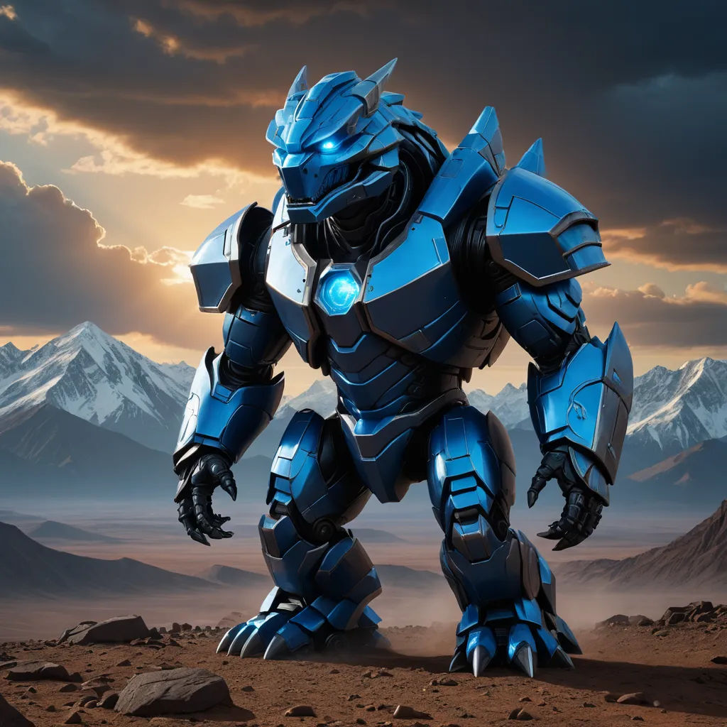 a robot like creature standing on a desert plain with mountains in the background and clouds in the sky above, furry art, an airbrush painting, Adam Rex, unreal 5